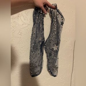 Iconic lirika matoshi navy stars stockings socks new never used! ✨ 🌟 💫 ⭐️
